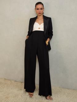 Reiss Darcey Colour Block Jumpsuit, Black, Black