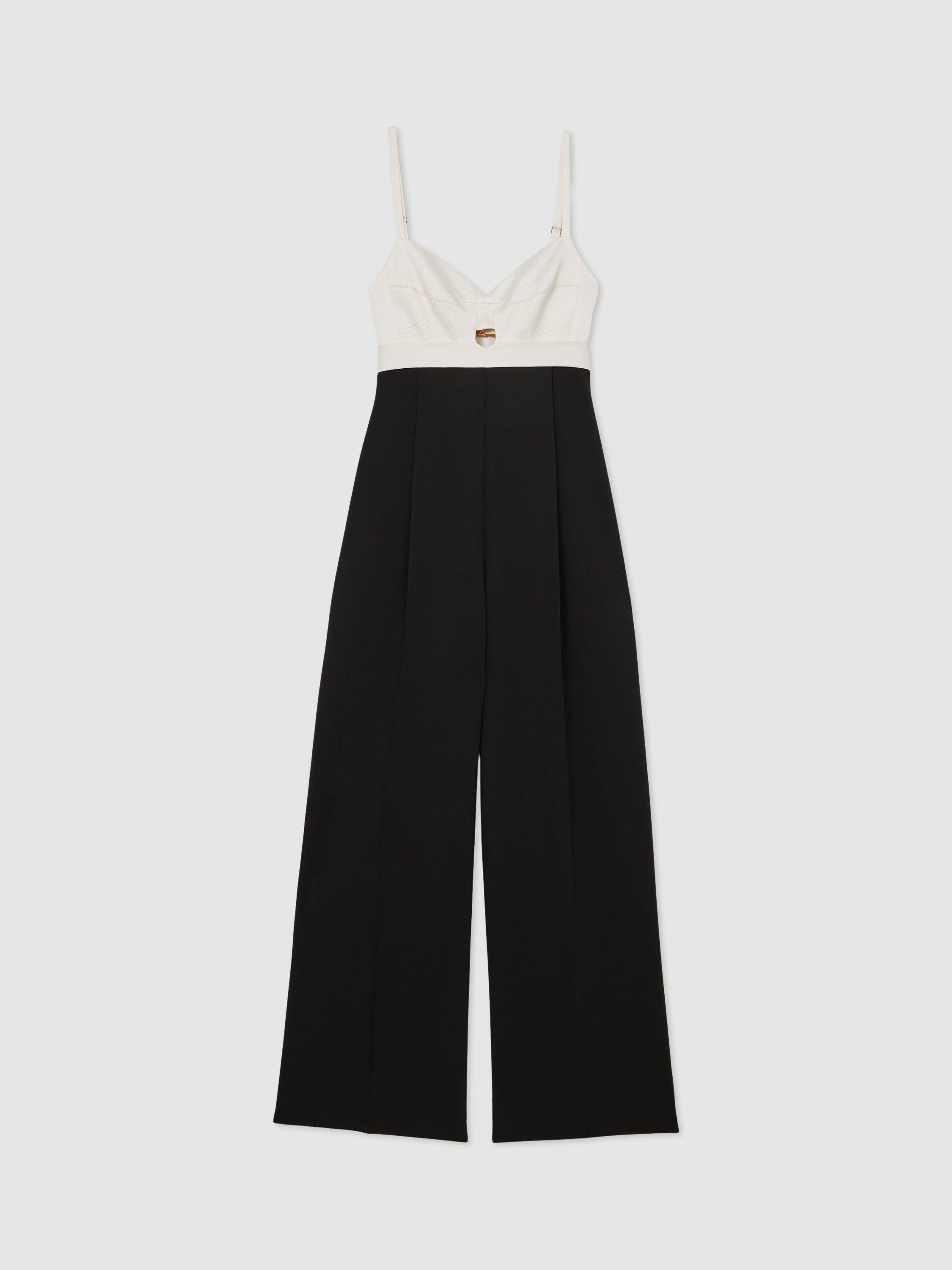 Product image 3 of 5, which shows Reiss Darcey Colour Block Jumpsuit, Black, 6