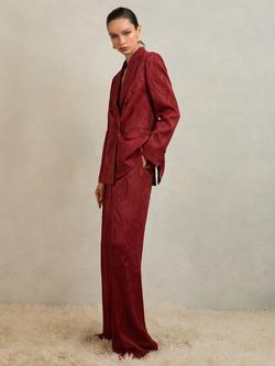 Reiss Ottelie Textured Trousers, Red, Red