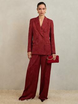 Reiss Ottelie Textured Trousers, Red - view 2, Red