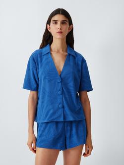 John Lewis Palm Jacquard Shirt, Blue, Blue