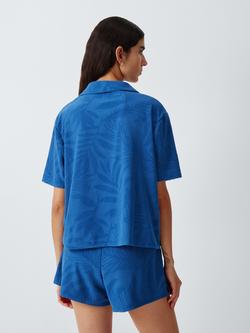 John Lewis Palm Jacquard Shirt, Blue - view 2, Blue