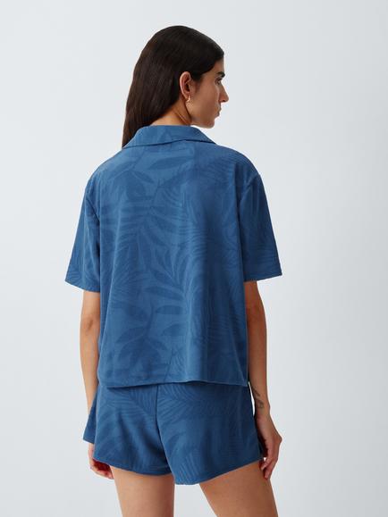 John Lewis Palm Jacquard Shirt - view 2, Blue