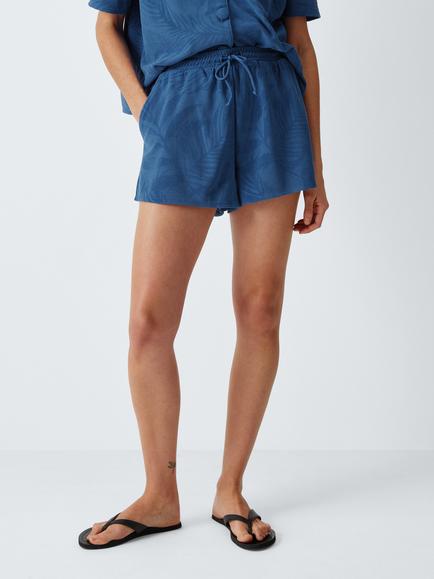 John Lewis Palm Jacquard Shorts, Blue