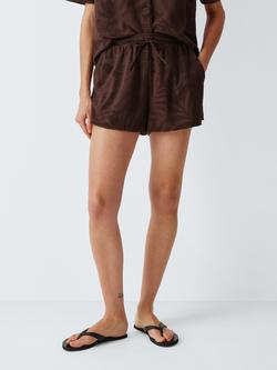 John Lewis Palm Jacquard Shorts, Brown, Brown