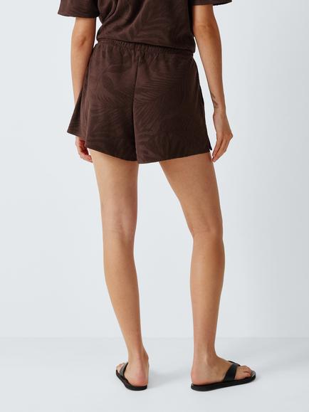 John Lewis Palm Jacquard Shorts - view 2, Brown