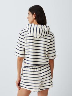 John Lewis Towelling Cropped Hoodie, Stripe - view 2, Stripe