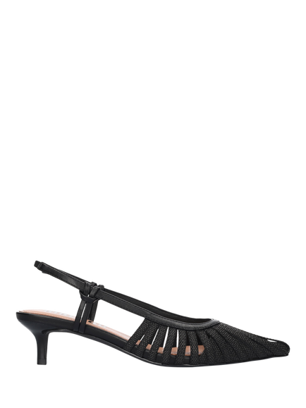Bibi Lou Slingback Kitten Heel Court Shoes, Black, Black