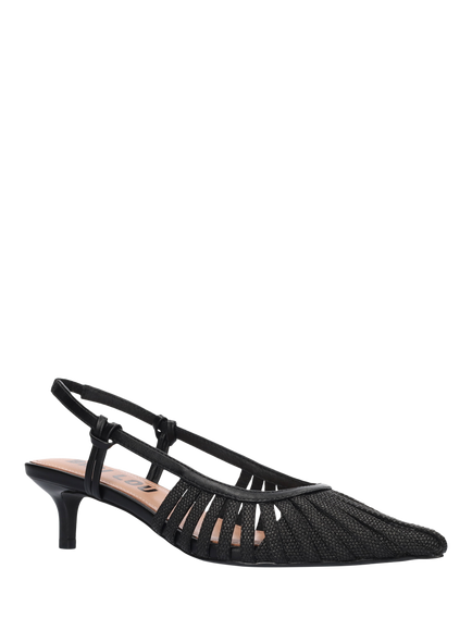 Bibi Lou Slingback Kitten Heel Court Shoes, Black - view 2, Black