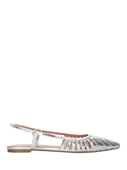 Bibi Lou Zin Metallic Slingback Court Shoes, Silver, Silver