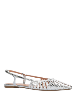 Bibi Lou Zin Metallic Slingback Court Shoes, Silver - view 2, Silver