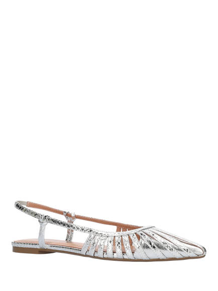 Bibi Lou Zin Metallic Slingback Court Shoes, Silver - view 2, Silver