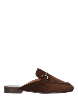 Bibi Lou Ashe Suede Backless Buckle Loafers, Chocolate, Chocolate