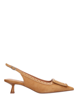 Bibi Lou Bonnie Suede Slingback Buckle Court Shoes, Camel, Camel