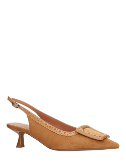 Bibi Lou Bonnie Suede Slingback Buckle Court Shoes, Camel - view 2, Camel