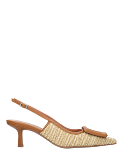 Bibi Lou Bonnie Raffia and Leather Stiletto Heel Pointed Toe Court Shoes, Tan/Beige, Tan/Beige