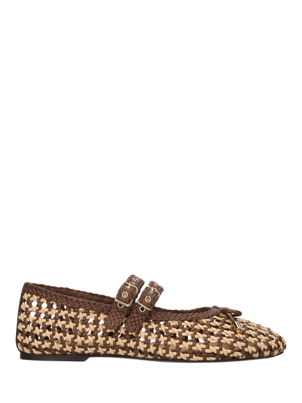 Bibi Lou Aspen Woven Leather Ballerina Pumps, Brown, Brown