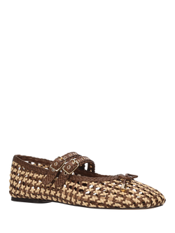 Bibi Lou Aspen Woven Leather Ballerina Pumps, Brown - view 2, Brown