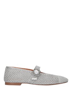 Bibi Lou Elani Mesh Ballerina Pumps, Silver, Silver