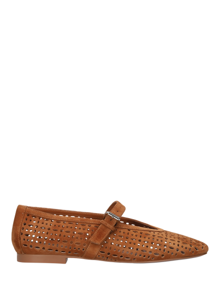 Bibi Lou Maia Cutwork Suede Ballerina Pumps, Brown, Brown