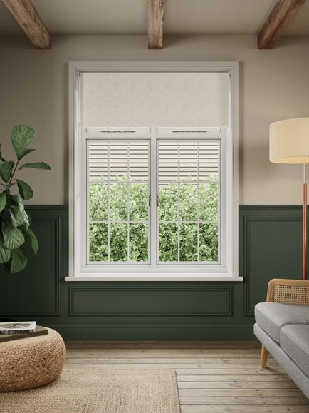 John Lewis Herringbone Blackout Roller Blind, Natural - view 2, Natural
