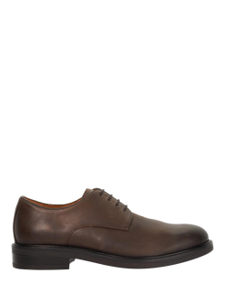 Dune London Barney Leather Lace Up Gibson Shoes, Brown, Brown