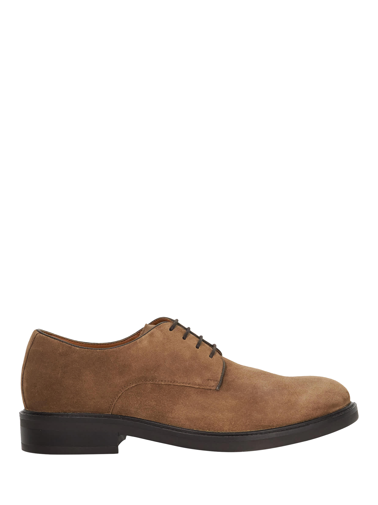Dune London Barney Suede Lace Up Gibson Shoes, Taupe display picture 2