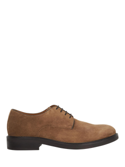 Dune London Barney Suede Lace Up Gibson Shoes, Taupe, Taupe