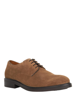 Dune London Barney Suede Lace Up Gibson Shoes, Taupe - view 2, Taupe