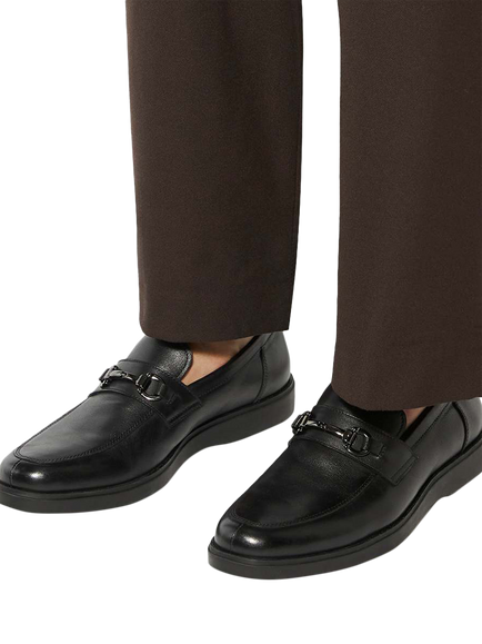 Dune London Bosse Leather Loafers, Black - view 2, Black