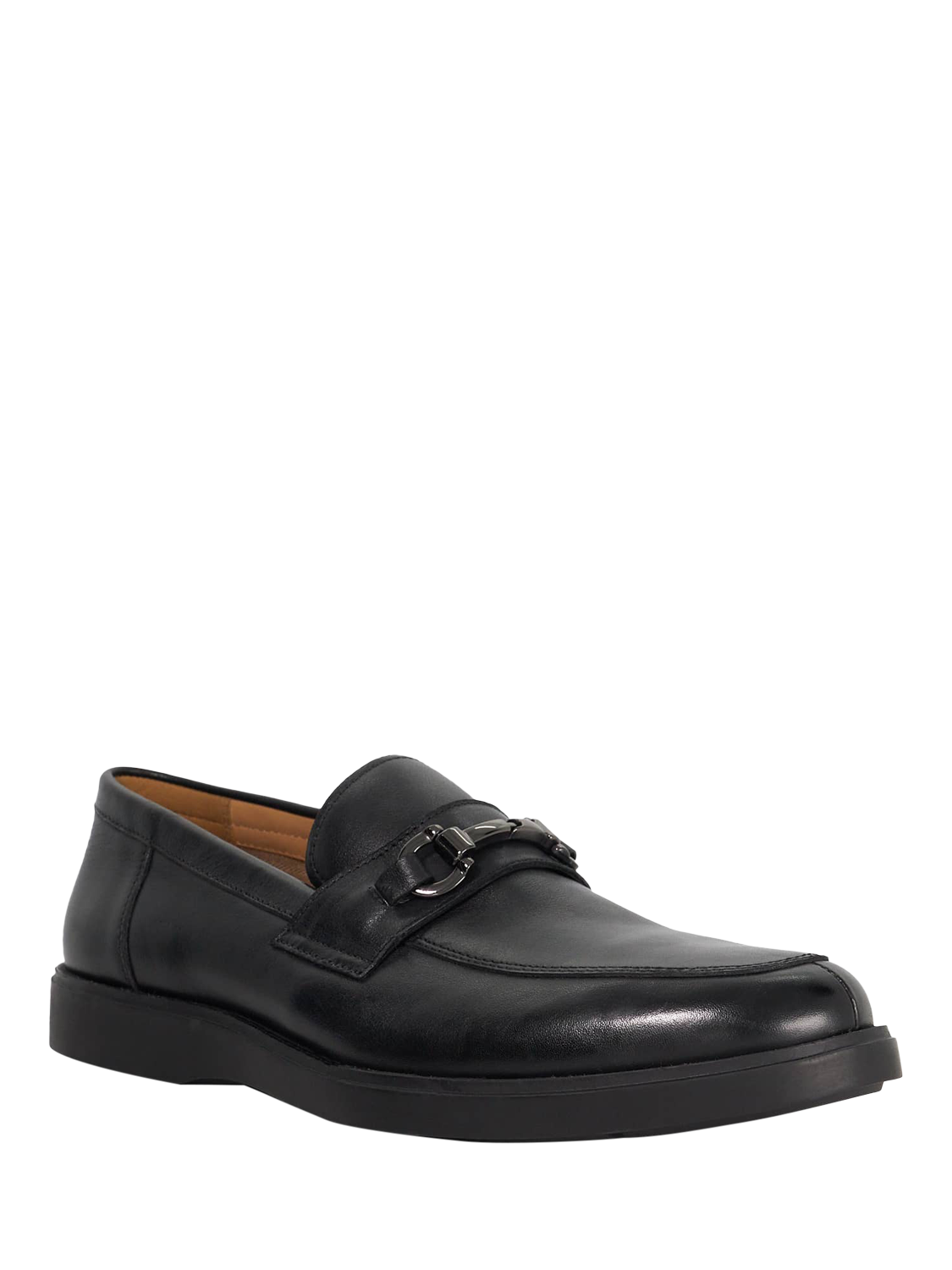 Product image 3 of 6, which shows Dune London Bosse Leather Loafers, Black, 7