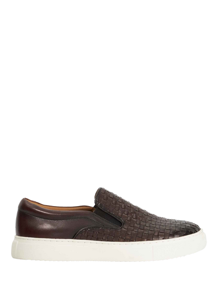 Dune London Tayo Slip On Leather Trainers, Brown, Brown