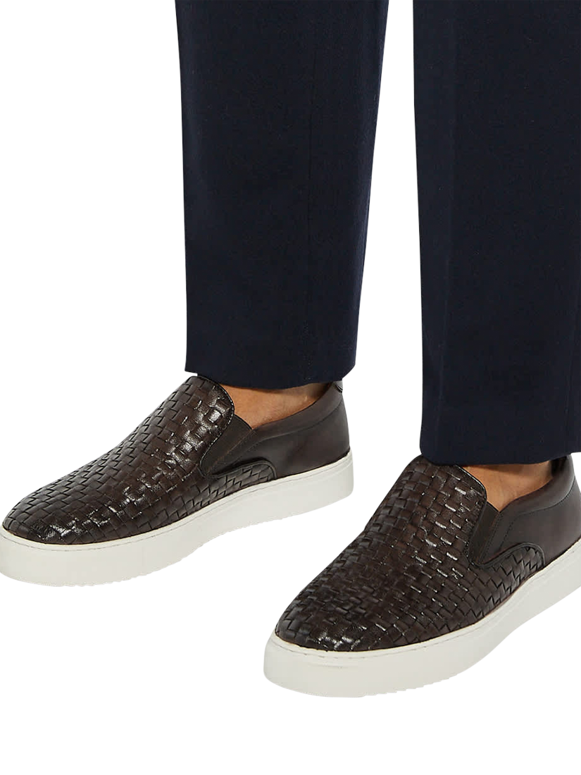 Product image 2 of 6, which shows Dune London Tayo Slip On Leather Trainers, Brown, 6|6.5