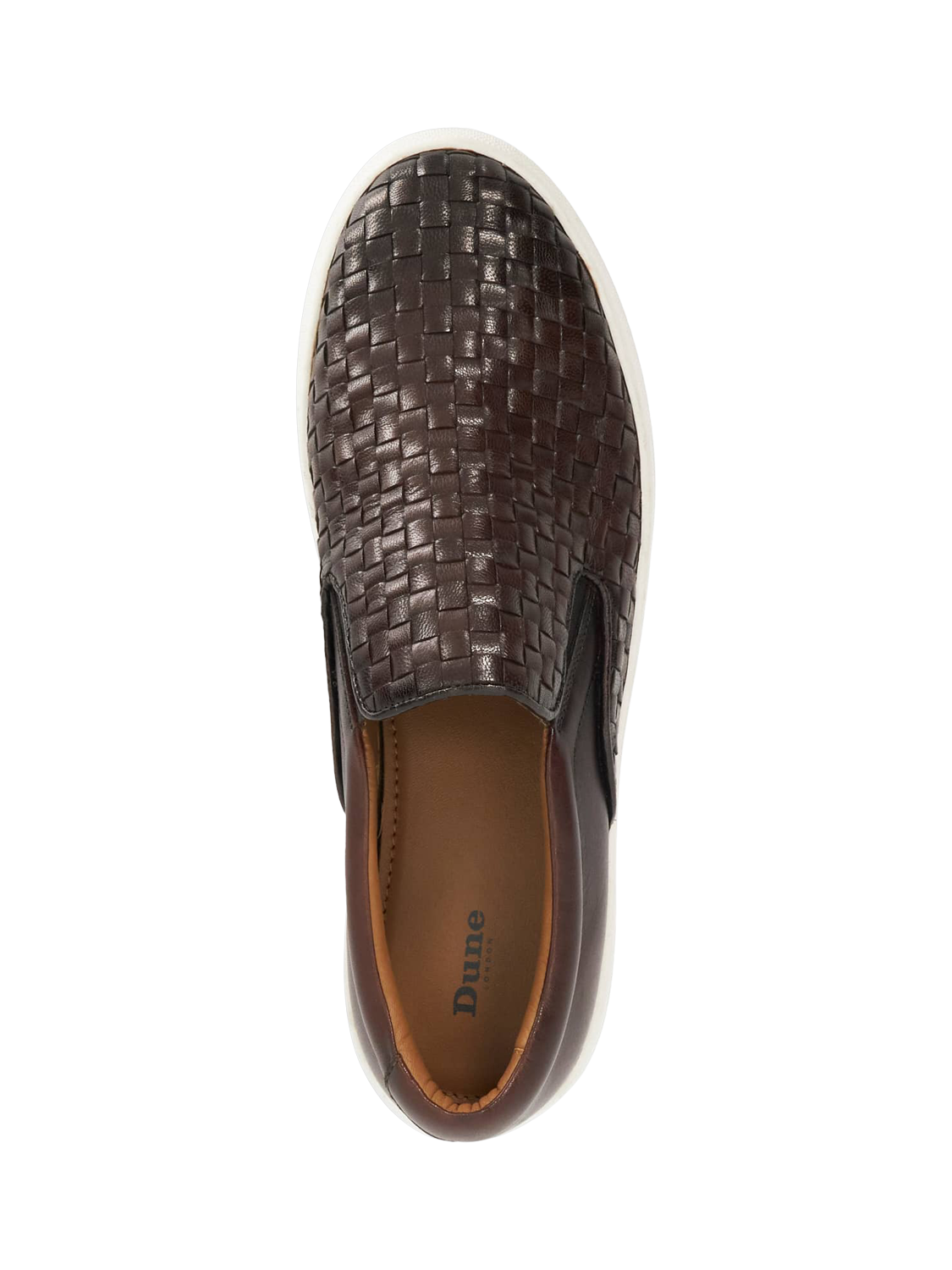Product image 5 of 6, which shows Dune London Tayo Slip On Leather Trainers, Brown, 6|6.5