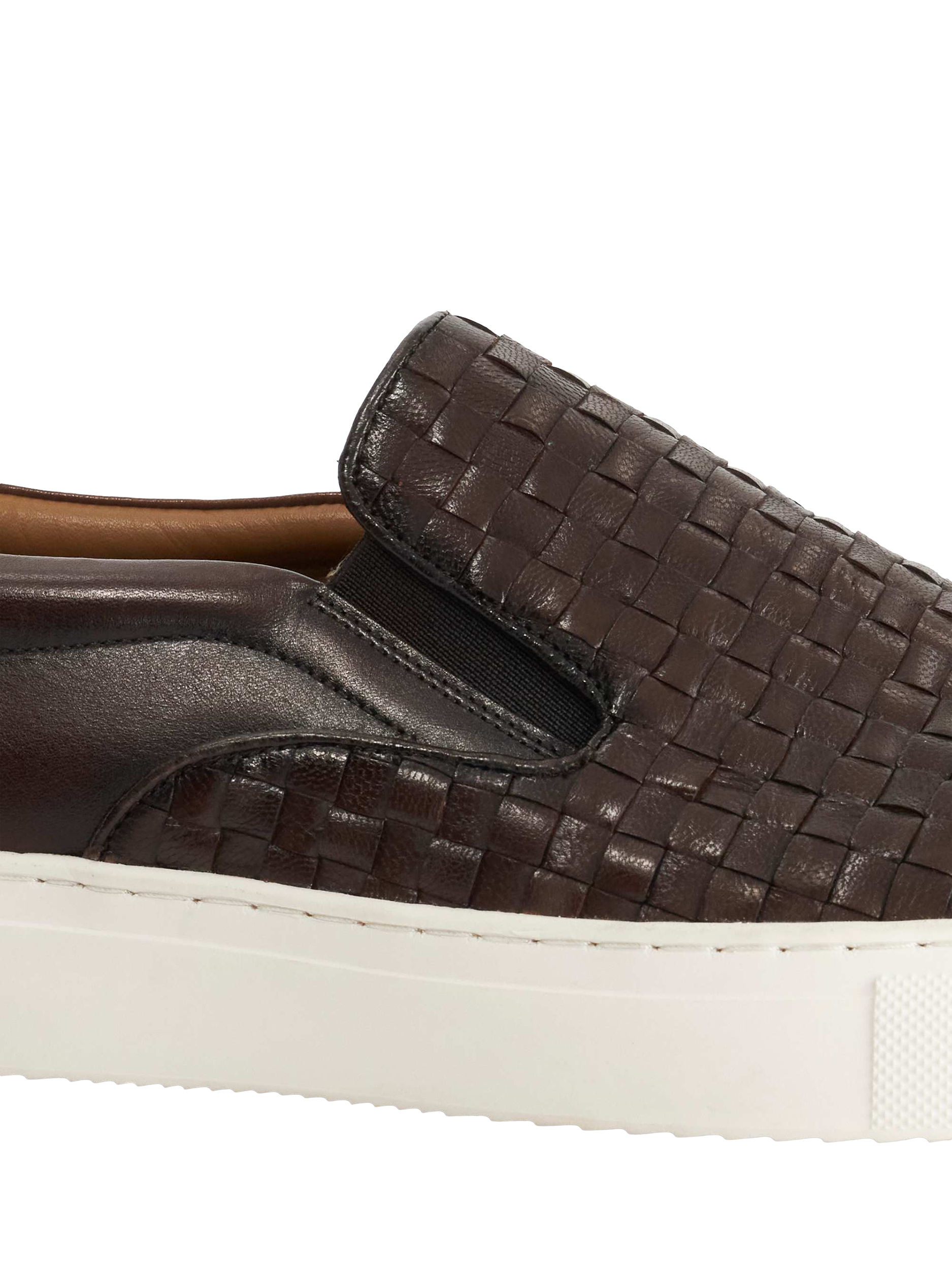 Product image 6 of 6, which shows Dune London Tayo Slip On Leather Trainers, Brown, 6|6.5