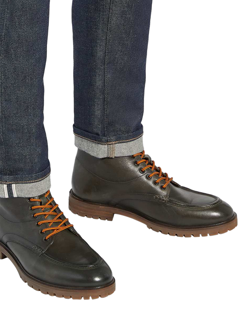 Product image 2 of 6, which shows Dune London Collson Lace Up Leather Ankle Boots, Khaki, 6|6.5