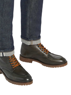 Dune London Collson Lace Up Leather Ankle Boots - view 2, Khaki