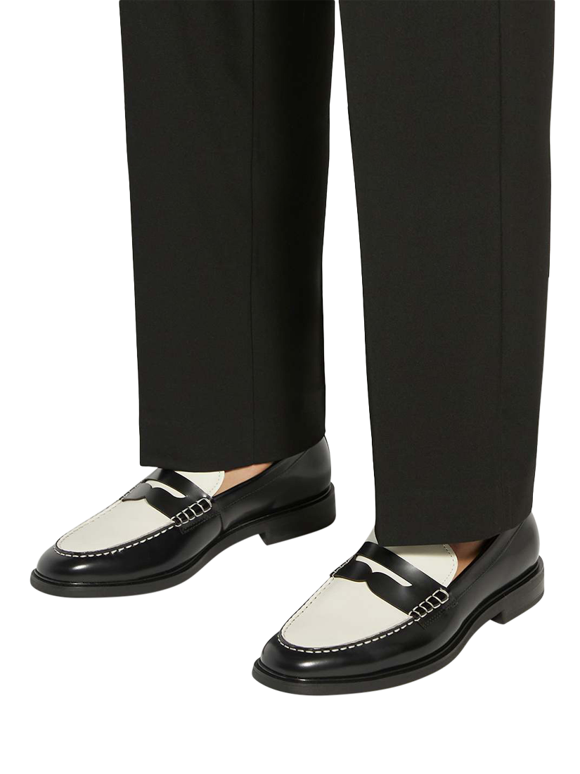 Product image 2 of 6, which shows Dune London Sascha Leather Loafers, Black/White, 7