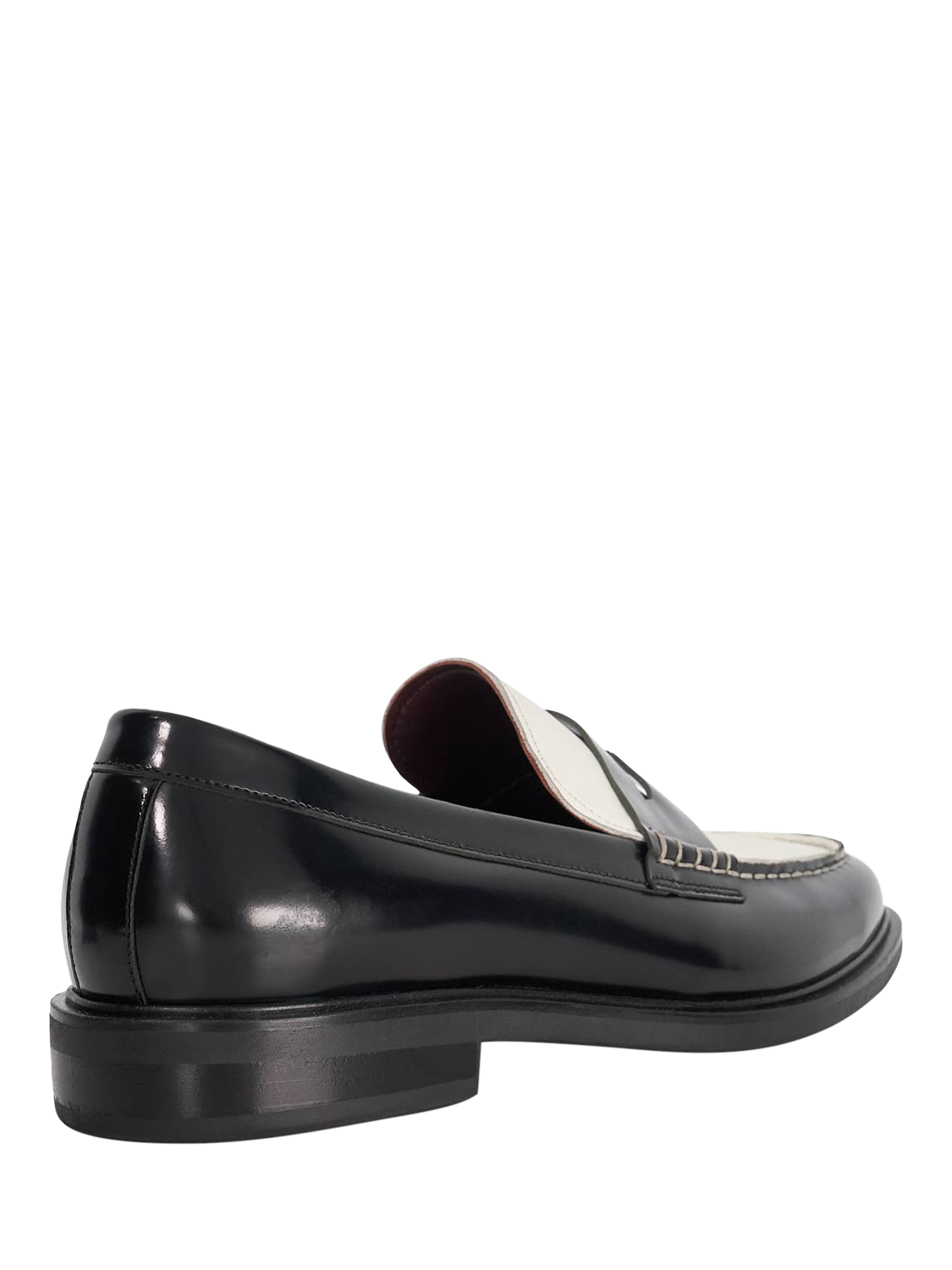 Product image 4 of 6, which shows Dune London Sascha Leather Loafers, Black/White, 7