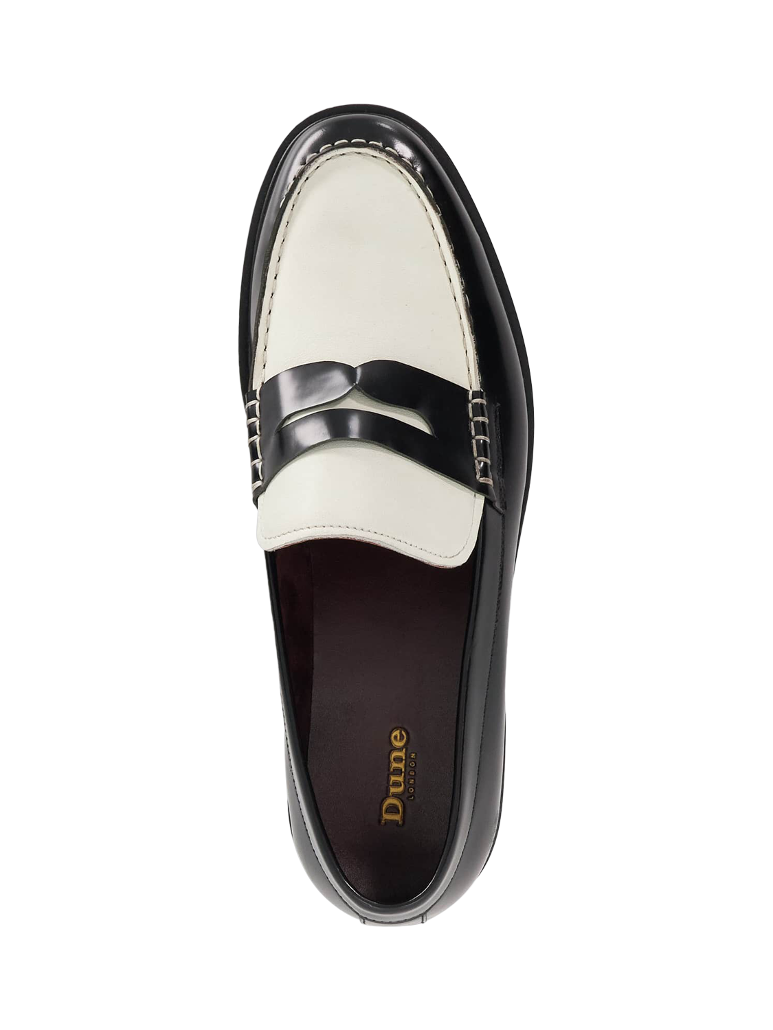 Product image 5 of 6, which shows Dune London Sascha Leather Loafers, Black/White, 7