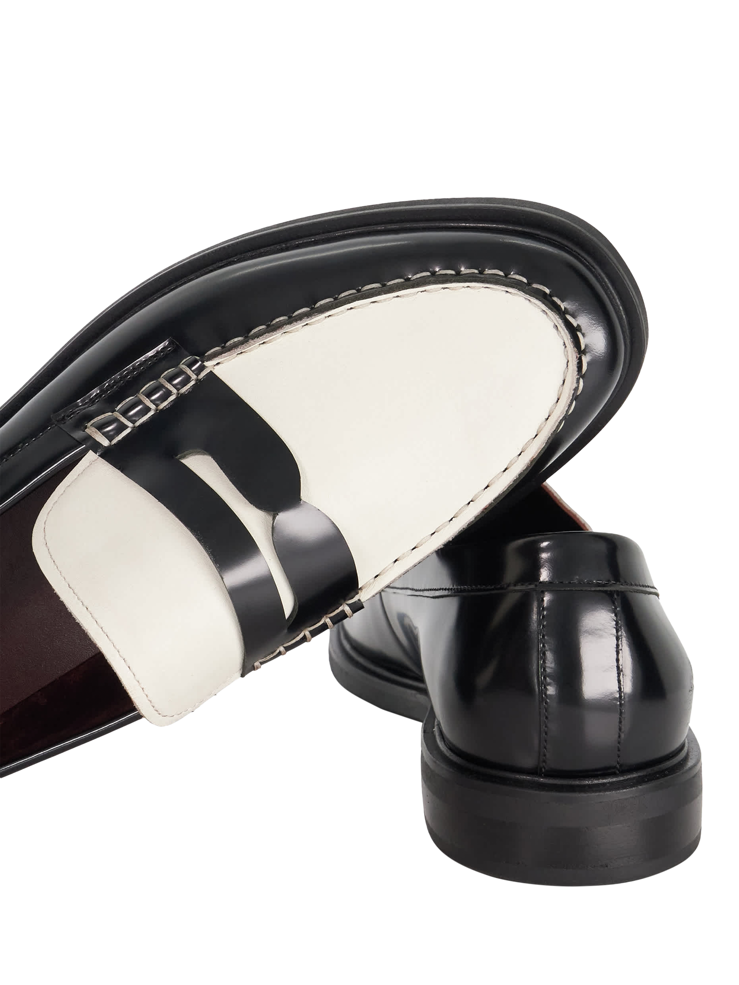 Product image 6 of 6, which shows Dune London Sascha Leather Loafers, Black/White, 7