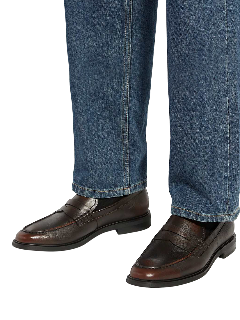 Product image 2 of 6, which shows Dune London Sascha Leather Loafers, Brown, 6|6.5