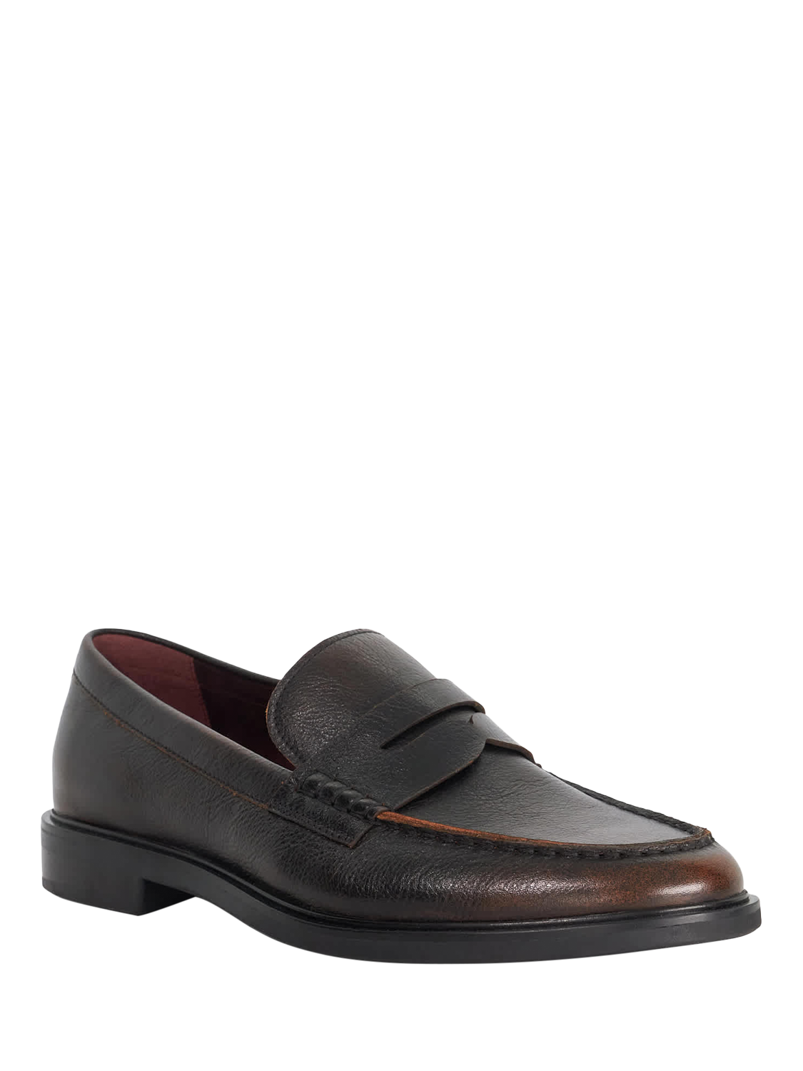Product image 3 of 6, which shows Dune London Sascha Leather Loafers, Brown, 6|6.5