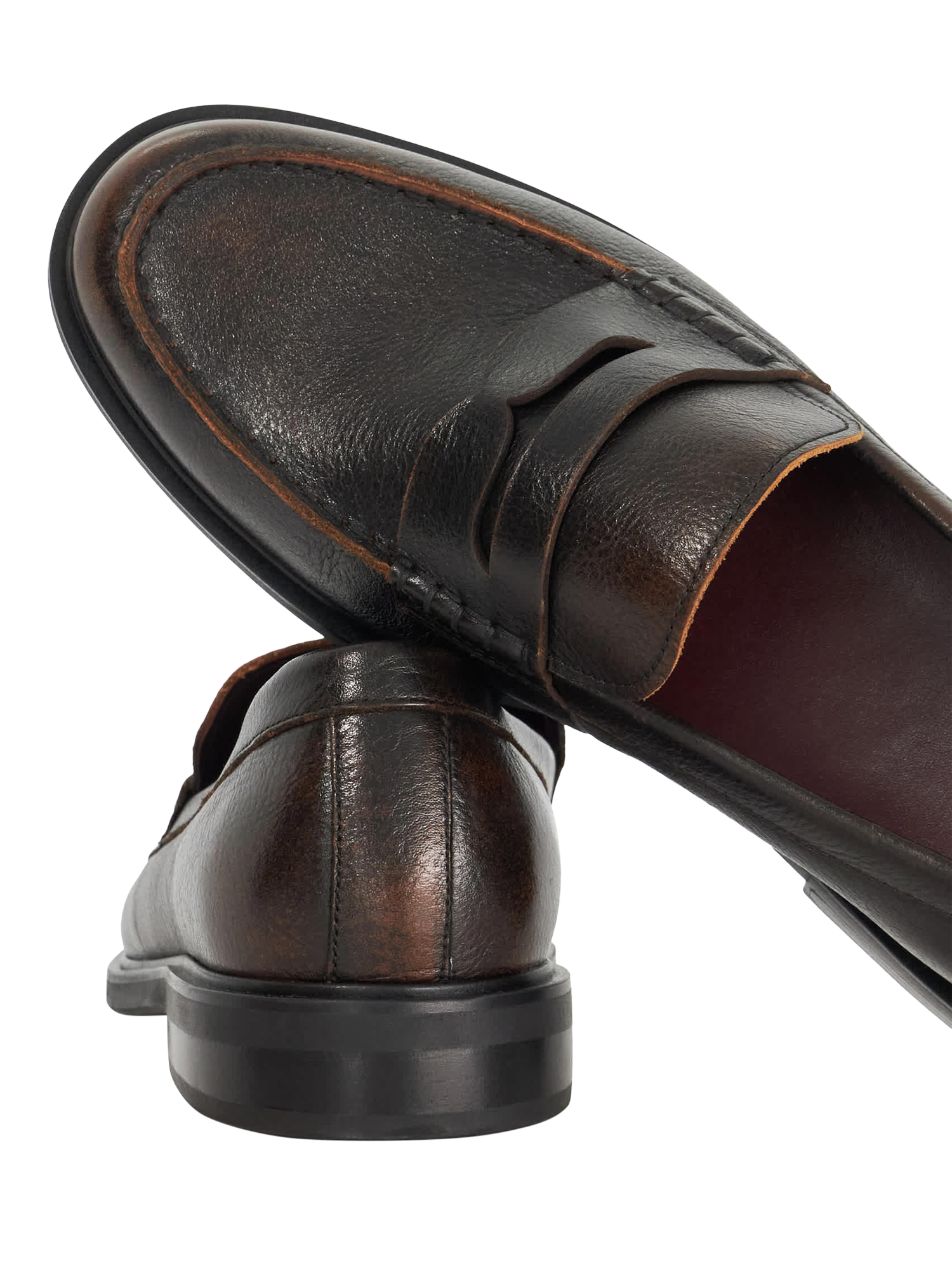 Product image 6 of 6, which shows Dune London Sascha Leather Loafers, Brown, 6|6.5