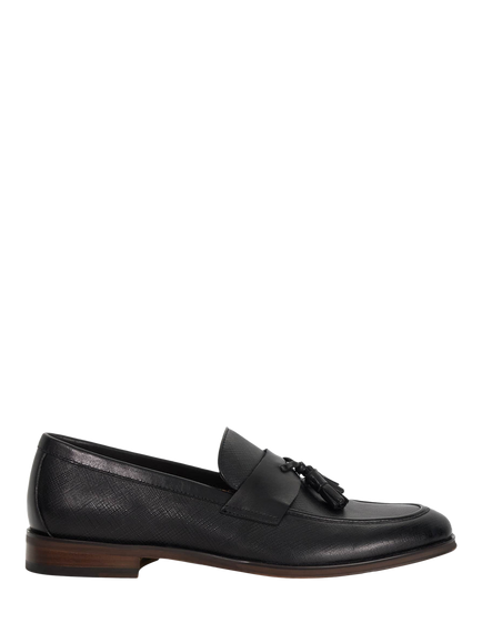 Dune London Showman Leather Tassel Loafers, Black
