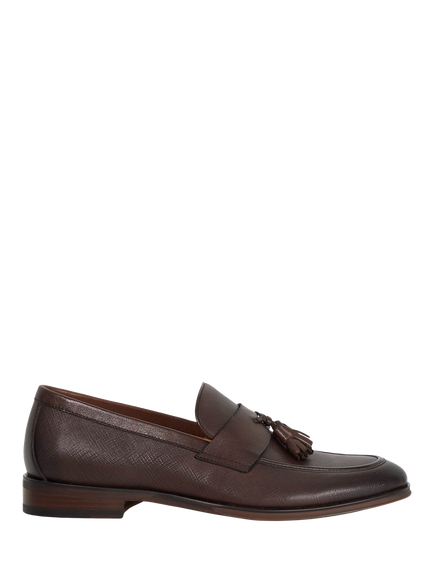 Dune London Showman Leather Tassel Loafers, Brown