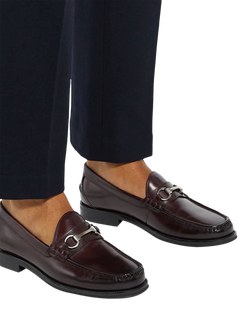 Dune London Simmi Leather Loafers, Bordo Red - view 2, Bordo Red