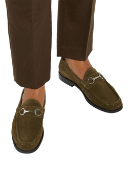 Dune London Simmi Suede Loafers, Green - view 2, Green