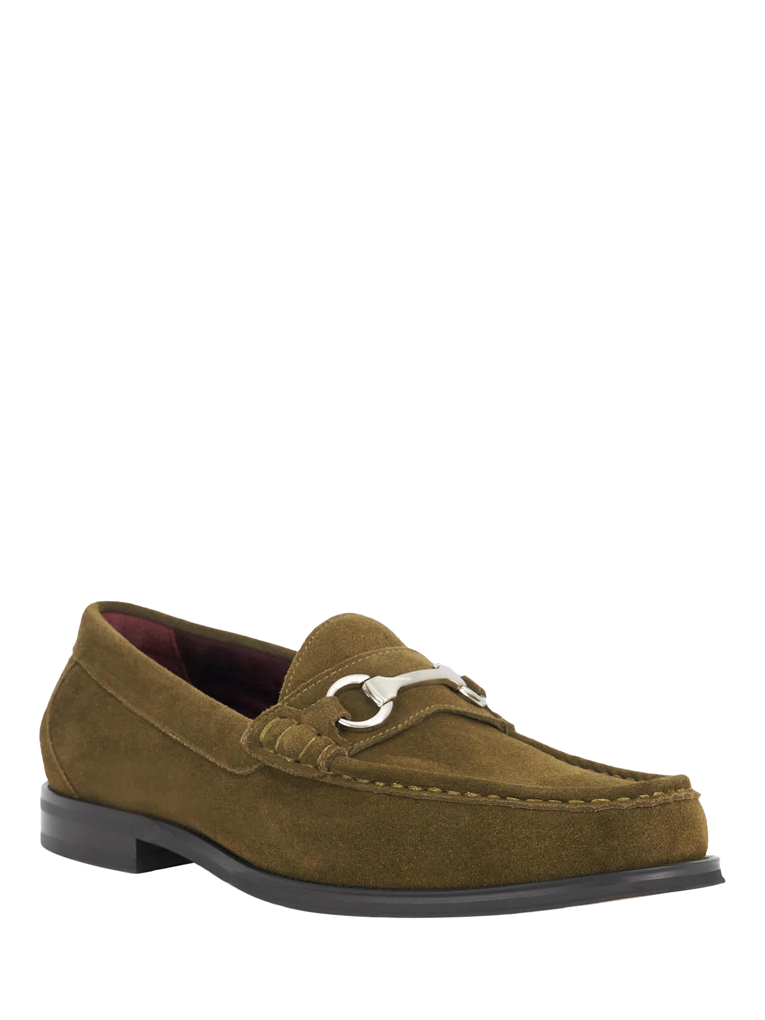 Product image 3 of 6, which shows Dune London Simmi Suede Loafers, Green, 7