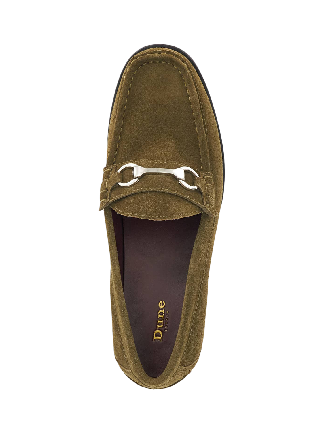 Product image 5 of 6, which shows Dune London Simmi Suede Loafers, Green, 7